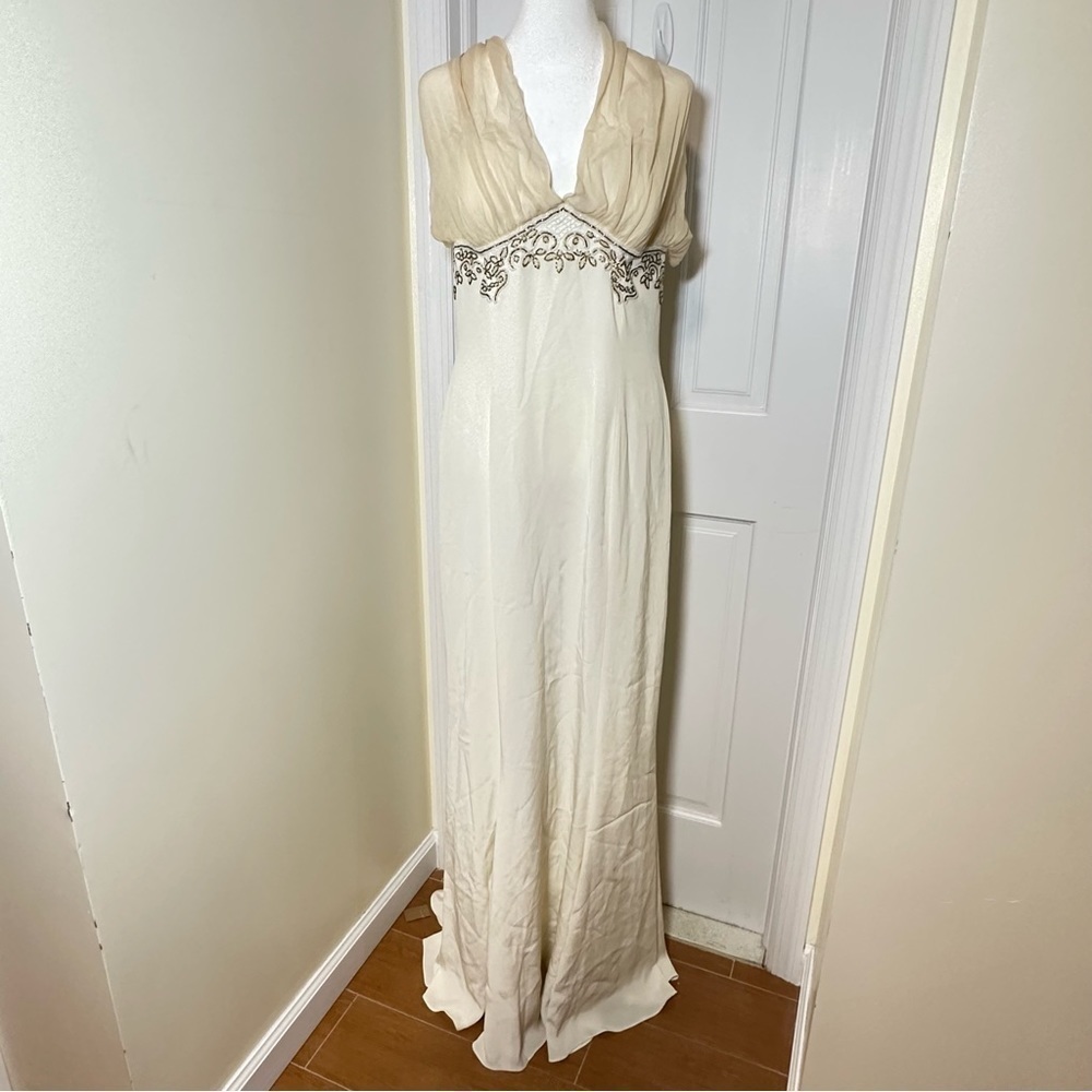 Niteline By Della Roufogali Cream Silk Gown Size 12